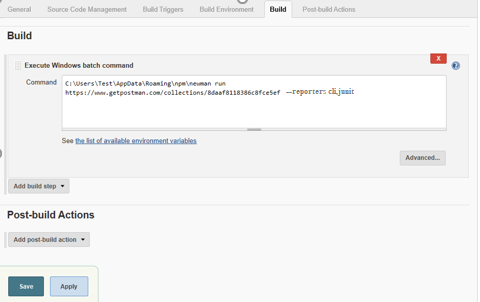 СОЗДАТЬ ОТЧЕТЫ NEWMAN ПО JENKINS