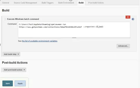 СОЗДАТЬ ОТЧЕТЫ NEWMAN ON JENKINS