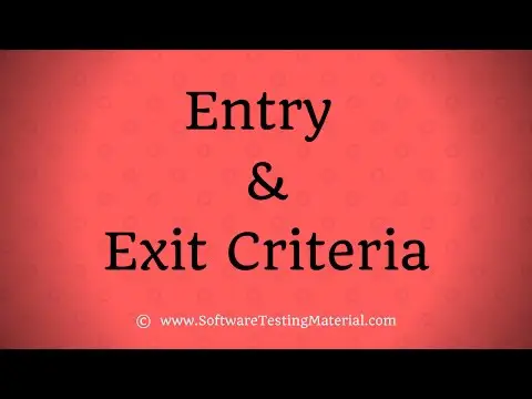 КРИТЕРИИ ВХОДА И ВЫХОДА В ПРОЦЕСС STLC